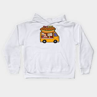 Street food truck, gay rainbow selling take away hot dog. Kids Hoodie